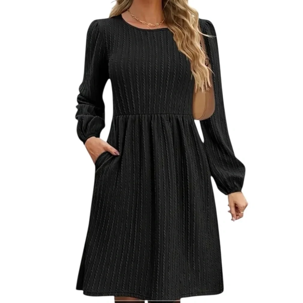 Women’s Long Sleeve Knee Length A Line Dress